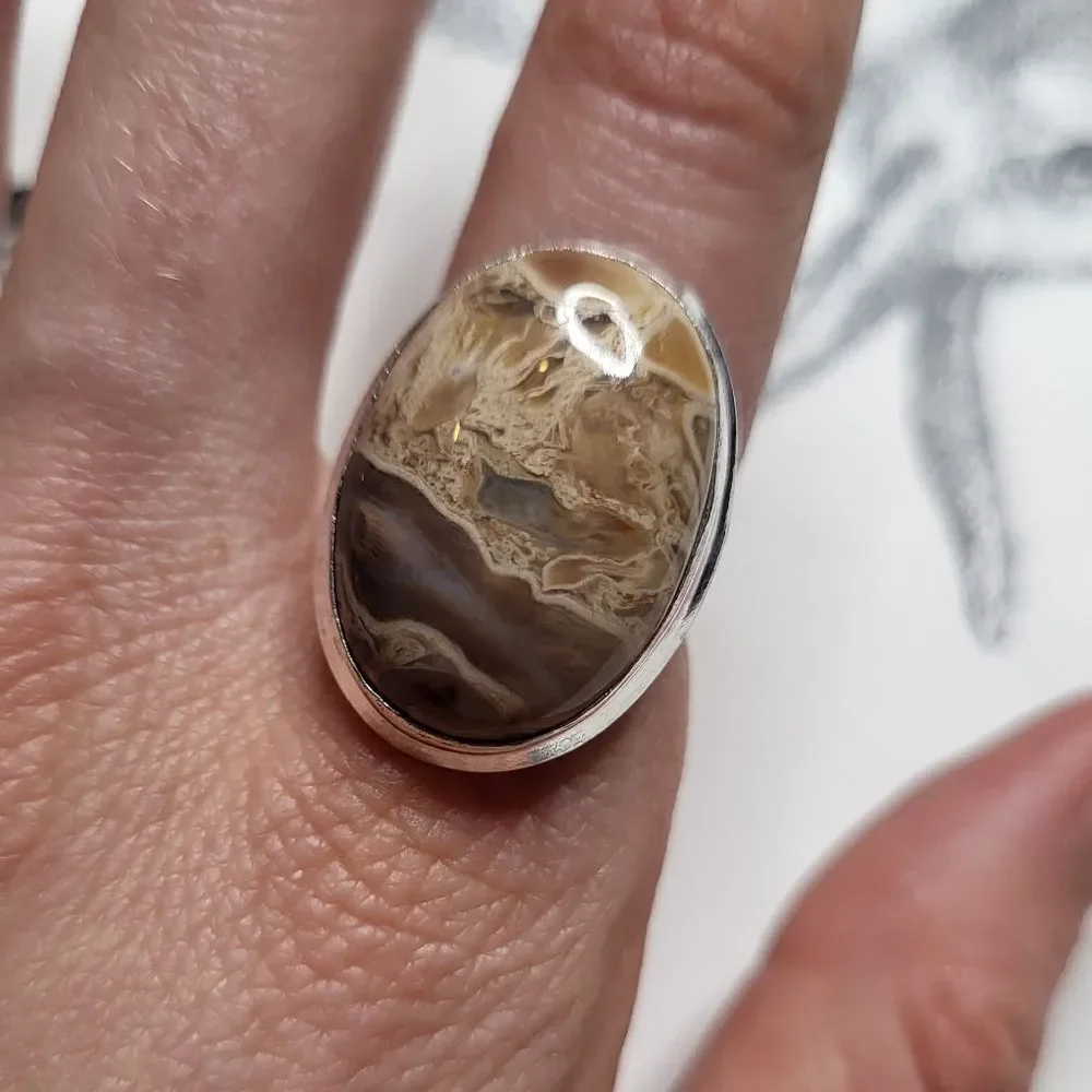 Plume Root Jasper Ring - Size 8